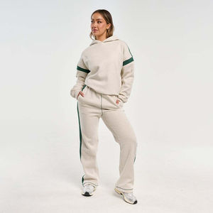 ชุดวอร์ม2ชิ้นสำหรับผู้หญิงชุดวิ่งพร้อมฮู้ดและกางเกงขายาวระบายอากาศมีกระเป๋า - Product Image 1