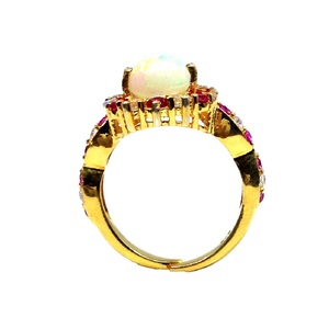 Wedding Wear 925 Sterling Silver Fashionable Jewelry Supplier Drop Shape Opal Gemstone <b>Adjustable</b> <b>Ring</b> - Product Image 4