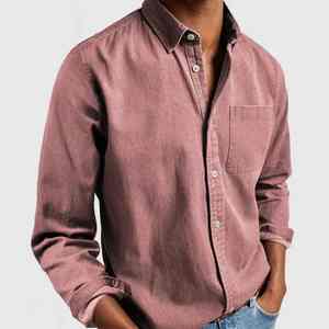Camisa para hombre, blusas con cuello vuelto, camisas de un solo pecho, cárdigan, camisetas holgadas de manga larga, botón informal sólido, otoño 2025 - Product Image 1