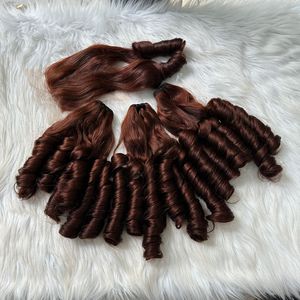 SUPER DOBLE DIBUJADO OSCURO/NARANJA CLARO FUNMI BOUNCY RIZOS CUTÍCULA ALINEADO EXTENSIONES DE CABELLO HUMANO VIETNAMÉS CRUDO PARA HACER PELUCAS - Product Image 5