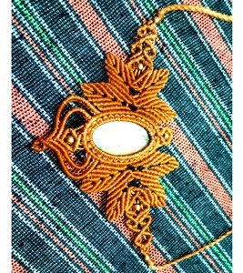 Golden Thread Labradorite Macrame <b>Necklace</b> Oval Gemstone Boho Rope Adjustable Handmade <b>Statement</b> Jewelry - Product Image 5