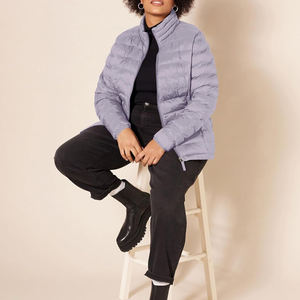 Chaqueta Acolchada Ligera para Mujer, Cuello Alto, Abrigo de Invierno Cálido, Chaqueta Acolchada Lavanda Elegante con Cremallera Completa - Product Image 5