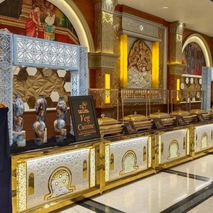 Table de buffet argentée en acier inoxydable pour mariage derniers comptoirs de nourriture élégants de mariage nouveau design comptoirs de nourriture de mariage - Product Image 3