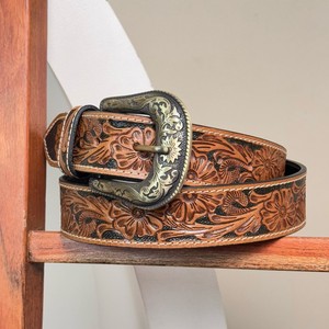 2025 Trending Floral Designer Cinturón de cuero mecanizado a mano para hombres y mujeres Personalización Cinturones de cuero genuino de vaca ajustables - Product Image 6