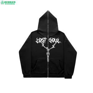 New Arrival Unisex French Cotton 100% Full Zipper <b>Hoodie</b> Casual Winter Breathable Quick Dry 3D Screen Printing <b>Plain</b> Dyed <b>Hoodie</b> - Product Image 4