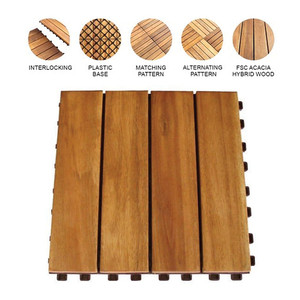 Baldosas de Madera de Acacia de 4 Listones, Piso de Madera Natural con Sistema de Bloqueo por Clic, Resistente a los Rayos UV, para Interiores de Casas y Hoteles - Product Image 6
