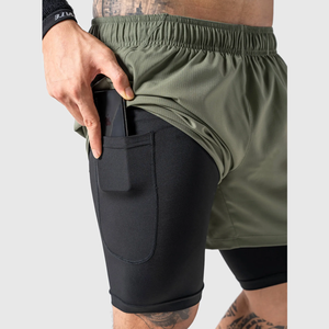 Short de course à double couche pour hommes OEM avec logo personnalisé - Product Image 3