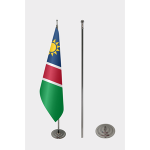 Drapeau d'intérieur officiel de la Namibie, imprimé numériquement en polyester, avec mât en aluminium et fibre de verre, style fanion - Product Image 2