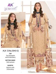 Best <b>Fabric</b> New Design Georgette Embroidery Work Salwar Kameez With Dupatta <b>Indian</b> Exporter and Supplier - Product Image 6