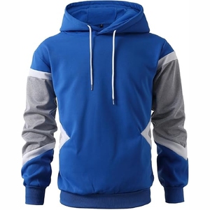 Sweat-shirt à capuche gris et bleu marine, style color block moderne, décontracté pour tous les jours, streetwear pour hommes - Product Image 1