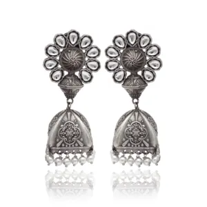 New Arrival Handcrafted Silver Ethnic Jhumka Earrings Indian Oxidized Jewelry For Women