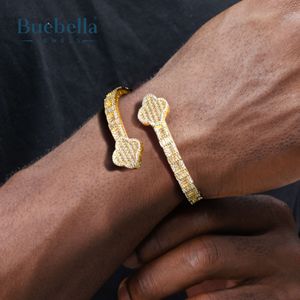 7mm 14K White Gold 925 Sterling Silver VVS Moissanite Diamond Iced Four Leaf Clover <b>Baguette</b> Cut Bangle For Men - Product Image 1