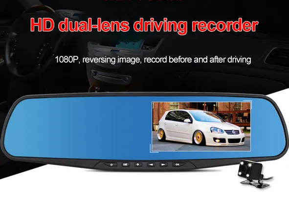 Bán Sỉ Camera Hành Trình Ống Kính Kép Full HD 1080P Gương Chiếu Hậu 4.3 "Camera DVR Xe Hơi Hộp Màu Đen