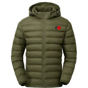 Chaqueta acolchada de invierno personalizada para hombre con cuello levantado, tela tejida de estilo informal, teñido liso y diseño de logotipo personalizado - Product Image 2