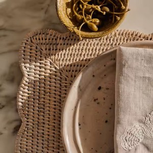 Tapis d'assiettes de table en rotin/assiettes de décoration de mariage/tapis d'assiette Table à manger forme rectangulaire - Product Image 6