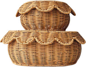 Set of 2 Eco-Friendly Stylish <b>Rattan</b> <b>Storage</b> Baskets Handwoven and Durable for Household Organizing with Functional Elegance - Product Image 1