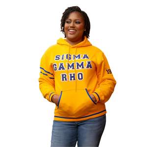 Sweat à capuche en polaire pour femme SGRHO jaune, hiver, 100% coton, broderie imprimée, séchage rapide, mode pour les membres de la sororité - Product Image 2