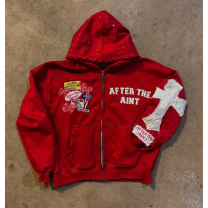 ชุดเสื้อมีฮู้ดมีซิป XXL วินเทจของผู้ชายชุดวอร์มน้ำหนักเบาเป็นมิตรต่อสิ่งแวดล้อมมีฮู้ดประดับพลอยเทียมซีดแดด - Product Image 1