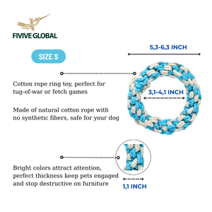 ของเล่นสุนัขเชือกฝ้ายแบบวงแหวนคู่ สำหรับมืออาชีพ ออกแบบมาเพื่อการหมุนและใช้กล้ามเนื้อ ช่วยเสริมสร้างการจับยึด ทนทาน ผลิตจากเวียดนาม - Product Image 5