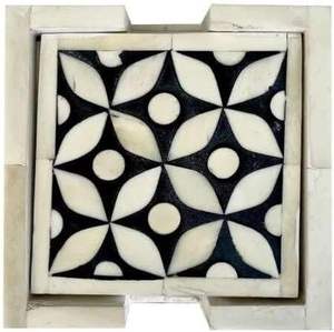 แผ่นรองแก้วเคลือบเงาสูง ฝังลายกระดูก ทำด้วยมือ เป็นมิตรกับสิ่งแวดล้อม ของตกแต่งโต๊ะสำหรับการตกแต่งภายในสไตล์โมเดิร์นแบบชนเผ่า ดีไซน์เรขาคณิต ราคาประหยัด - Product Image 1