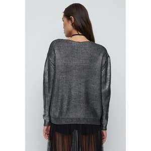 Suéter de Punto Acrílico Vintage con Cuello en V para Mujer, Transpirable, Estilo Casual Otoño/Invierno - Product Image 5