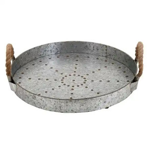 Best Quality Galvanized Serving <b>Tray</b> Oval shape Handmade For Hotels & Restaurant Food And <b>Drinks</b> Serving <b>Trays</b> - Product Image 5