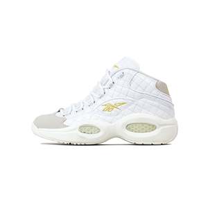 รองเท้าบาสเก็ตบอล <span class=keywords><strong>Reebok</strong></span> รุ่น Question Mid สีขาว/ทองเมทัลลิกสำหรับผู้ชาย เหมาะสำหรับงานปาร์ตี้ - Product Image 1