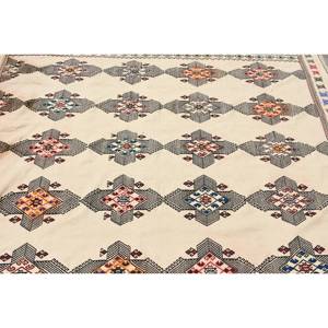 Alfombra de lana blanca tradicional 5,3X7,3 pies hecha a mano rectángulo turco patrón de pasillo diseño de retazos látex de 10mm para dormitorio - Product Image 5
