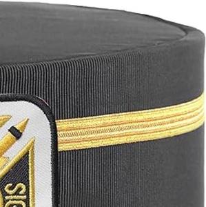 Gorro de la Orden de los Caballeros Templarios - Negro con Dos Trenzas Doradas, Tipo de Tela Rayón Negro, Origen Importado - Product Image 4