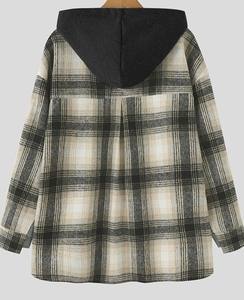 เสื้อกันหนาวแบบสวมหัวสำหรับผู้หญิง, เสื้อมีฮู้ดลายสก๊อตวินเทจมีฮู้ดแขนยาวทรงหลวมลำลองสำหรับฤดูใบไม้ร่วง - Product Image 6