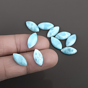 Pierre précieuse Larimar naturelle en vrac, taille marquise cabochon, calibrée, pour la fabrication de bijoux fins, vente en gros - Product Image 3