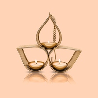 Support de bougie chauffe-plat en métal doré de luxe, fait main, style médiéval vintage, 7,5 pouces, à suspendre, pour décoration intérieure et extérieure, Diwali