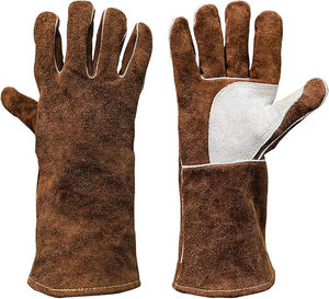 Guantes de soldadura de cuero de vaca, para soldadura de palo, parrilla, manoplas de chimenea con forro suave, ideal para, estufa, quemador de leña, barbacoa - Product Image 1