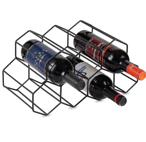 TQC European Design Black Metal Frame Eco-Friendly <b>Wine</b> Bottle Rack for <b>Bar</b> Hotel Restaurant 10 Bottles Decorative Accessories - Product Image 1