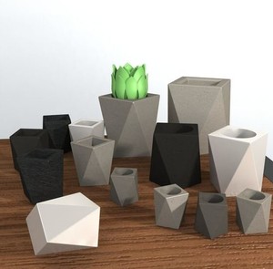 กระถางปลูกต้นไม้ขนาดเล็กรูปทรงเรขาคณิตทำด้วยมือกระถางต้นไม้คอนกรีตทันสมัยสำหรับใส่ในบ้านและสำนักงาน - Product Image 2