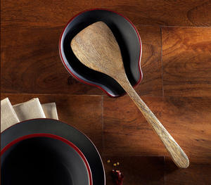 Juego de Servidores de Ensalada de Cuerno Natural Premium con Mango de Resina Marrón Claro Acanalado, Utensilios de Servir de Lujo, Diseño Único para Cocina - Product Image 3