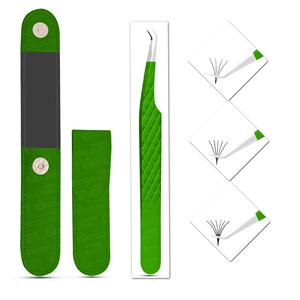 Pinzas para pestañas con agarre de diamante con recubrimiento en polvo verde, azul y negro, pinzas de acero inoxidable de diseño único con etiqueta privada - Product Image 3