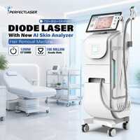 Mesin Penghilang Bulu Laser Diode Profesional Perfectlaser AI Skin Analyzer 755nm 808nm 1064nm 1200W 4K Layar 15.6 Inci