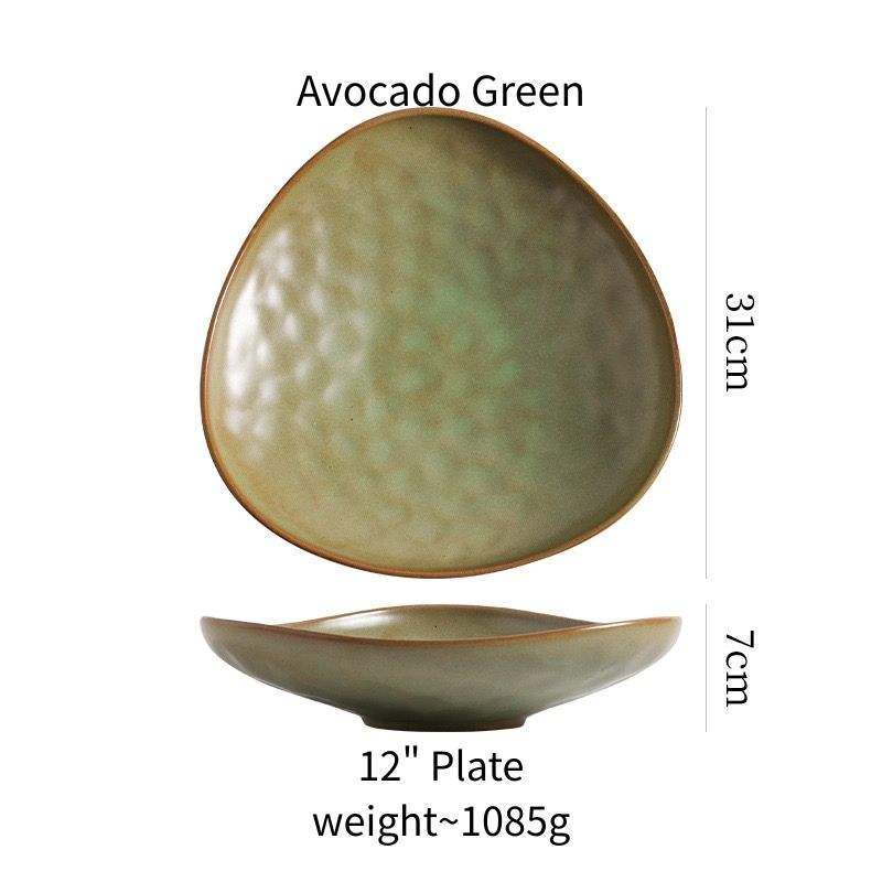 จานสามเหลี่ยม 12 นิ้ว (สีเขียวอะโวคาโด)