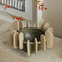 Bol en céramique moderne créatif Floclenco CASA, design rayé rouge et vert, pour rangement et décoration intérieure originale
