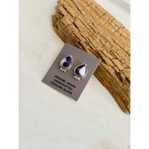 Trish Largo Purple Mohave Composite & Sterling <b>Silver</b> <b>Stud</b> Earrings Water Drop Shape with Bezel Setting Post Inlay Technology - Product Image 3