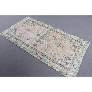 Vintage Turkish Rug, 3.3x6.1 ft Rug, <b>Brown</b> Oriental <b>Wool</b> Rug - Product Image 2