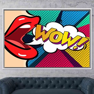 Elevate Your Space with Pop Art Woman Printed Canvas Artwork,WHITE <b>FRAMED</b> CANVAS - Product Image 1