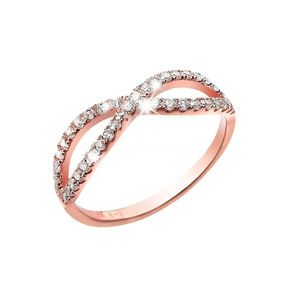 Latest Collection 14k Rose Gold Natural Diamond Paved Infinity Ring For Women