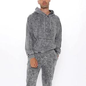Servicio OEM 100% algodón 410 Gsm peso pesado Sweatsuit en blanco bordado personalizado estampado ácido lavado Streetwear chándal con capucha - Product Image 2