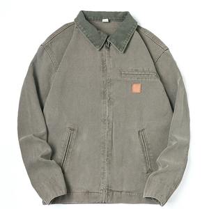 Veste en jean unisexe Detroit pour hommes, poids lourd, délavé, 100% coton vieilli, fermeture éclair, coupe ample, automne Haus Industries - Product Image 1