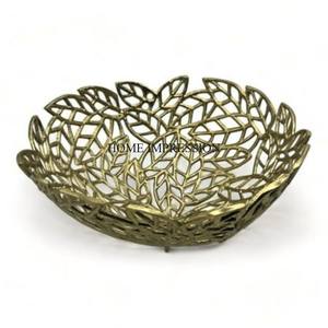 Look élégant plaqué or et fleurs blanches en aluminium coulé de haute qualité forme ronde centre de table bols de service - Product Image 6