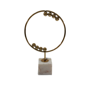 Escultura abstracta de mesa moderna, forma redonda, color dorado, acabado con mármol para escritorio de oficina, mesa decorativa, escultura para el hogar - Product Image 6