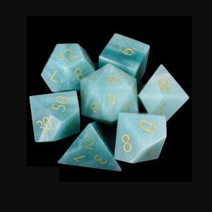 Dés en pierre de haute qualité, amazonite, cristal naturel, pierres de guérison reiki, pierres gravées, ensemble de dés personnalisés, cristal viking. - Product Image 2