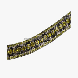 Banda de cuero negro o marrón de alta calidad, banda para cejas de caballo de 5 filas, cristal claro verde, personalizado - Product Image 6
